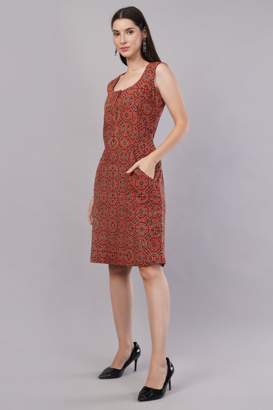 Ajrak handblock Maroon dress