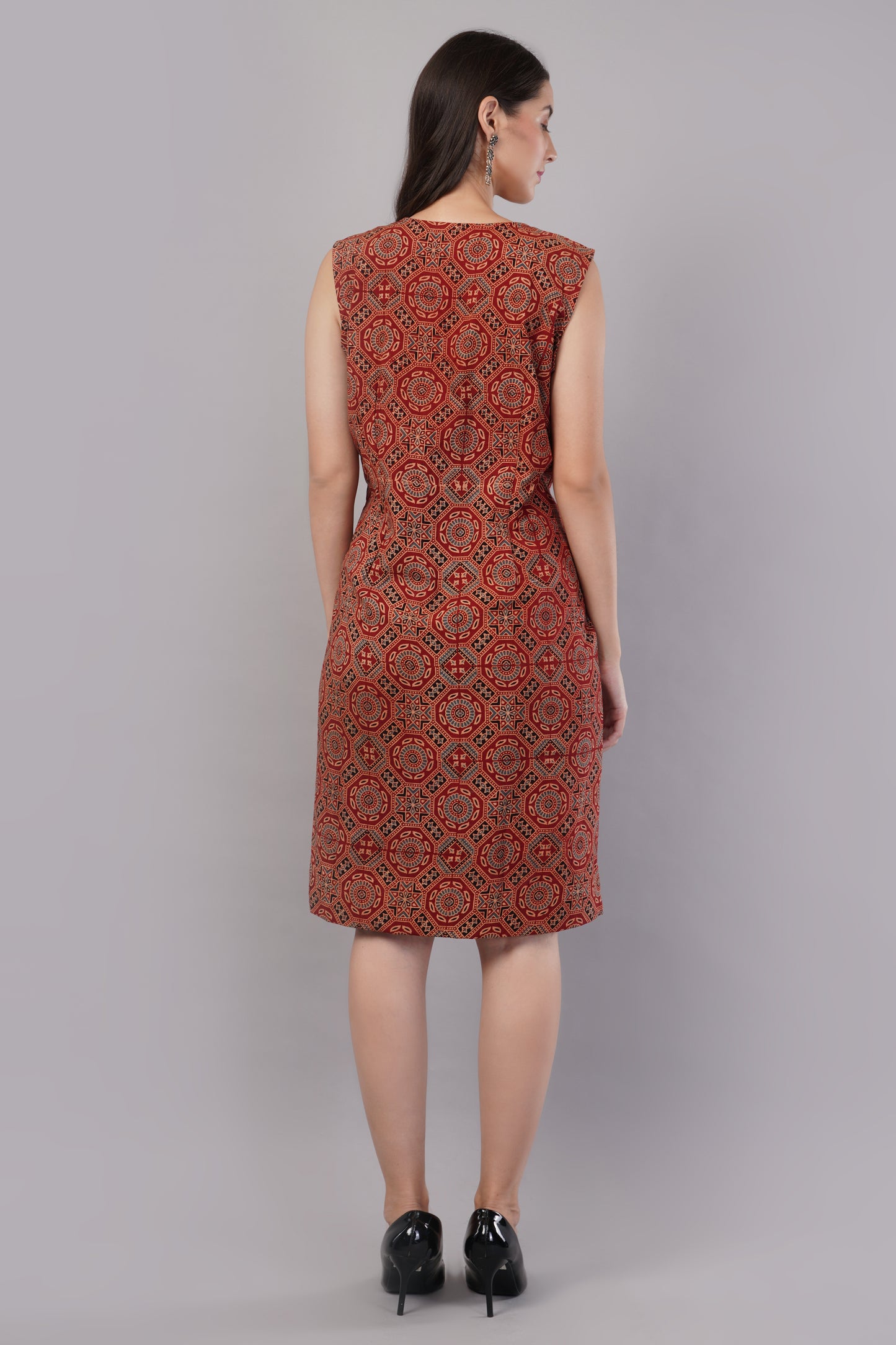 Ajrak handblock Maroon dress