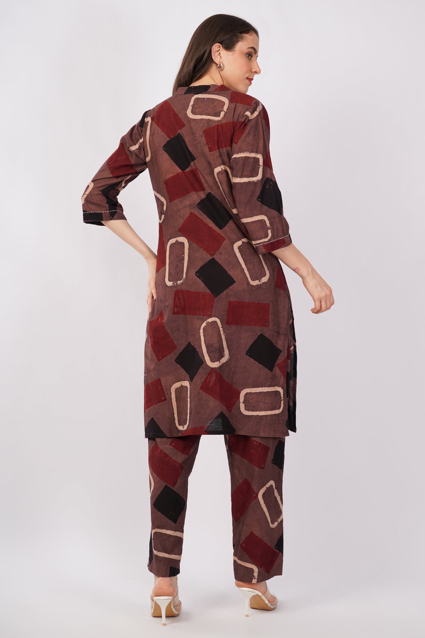 Multicolor Ajrakh Print Pure Cotton Kurta &amp; Pant Set for Women