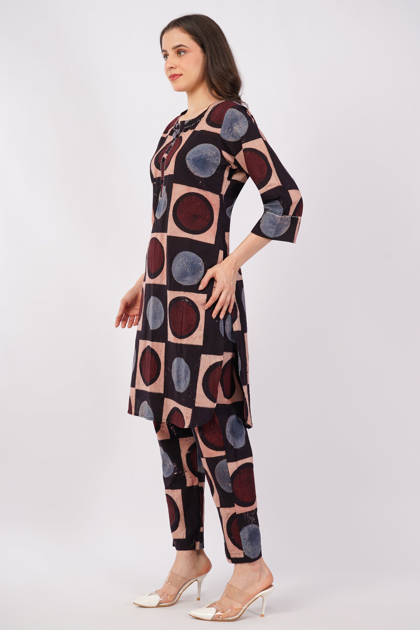 Multicolor Ajrakh Print Pure Cotton Kurta & Pant Set for Women