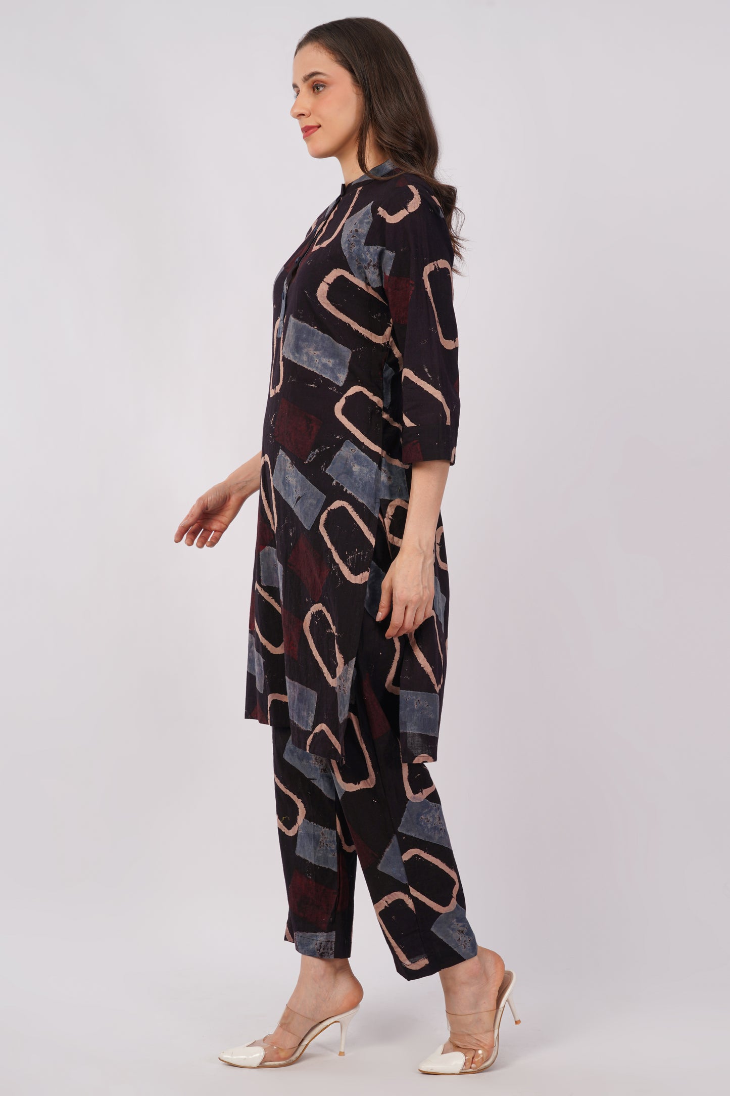 Multicolor Ajrakh Print Pure Cotton Kurta & Pant Set for Women