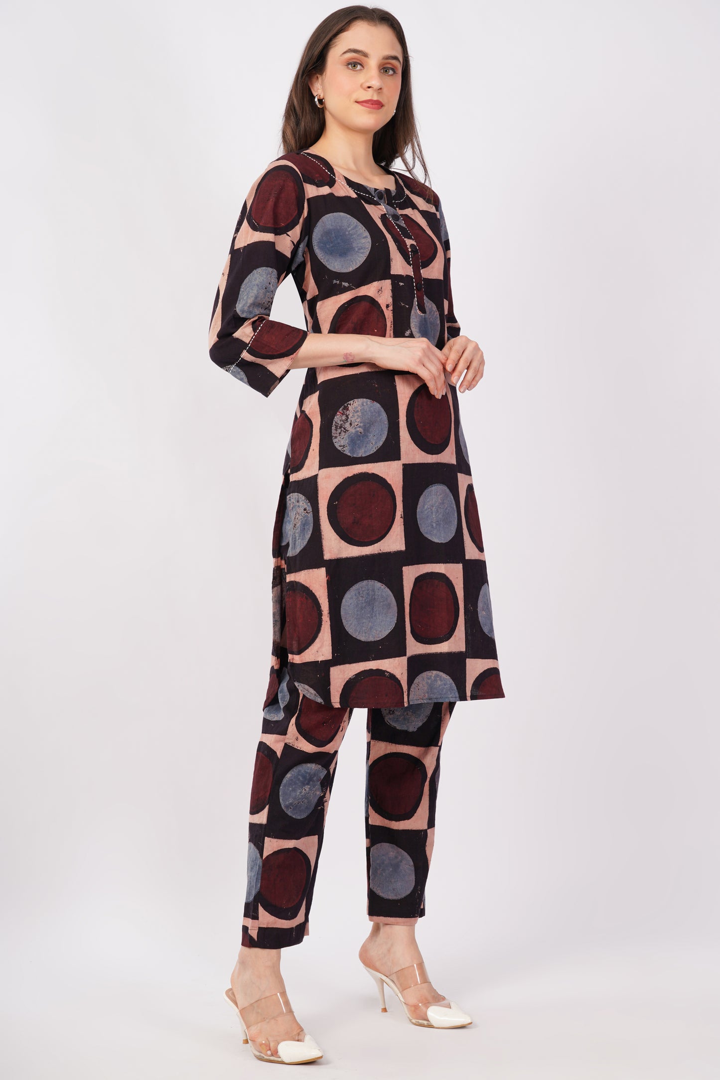Multicolor Ajrakh Print Pure Cotton Kurta & Pant Set for Women