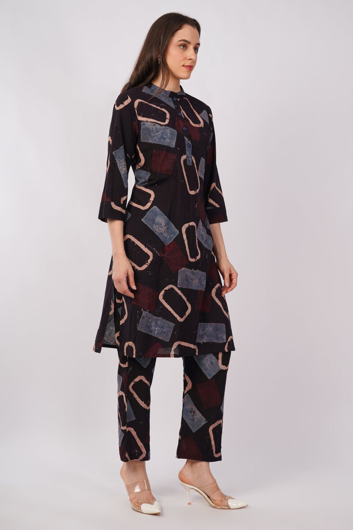 Multicolor Ajrakh Print Pure Cotton Kurta & Pant Set for Women