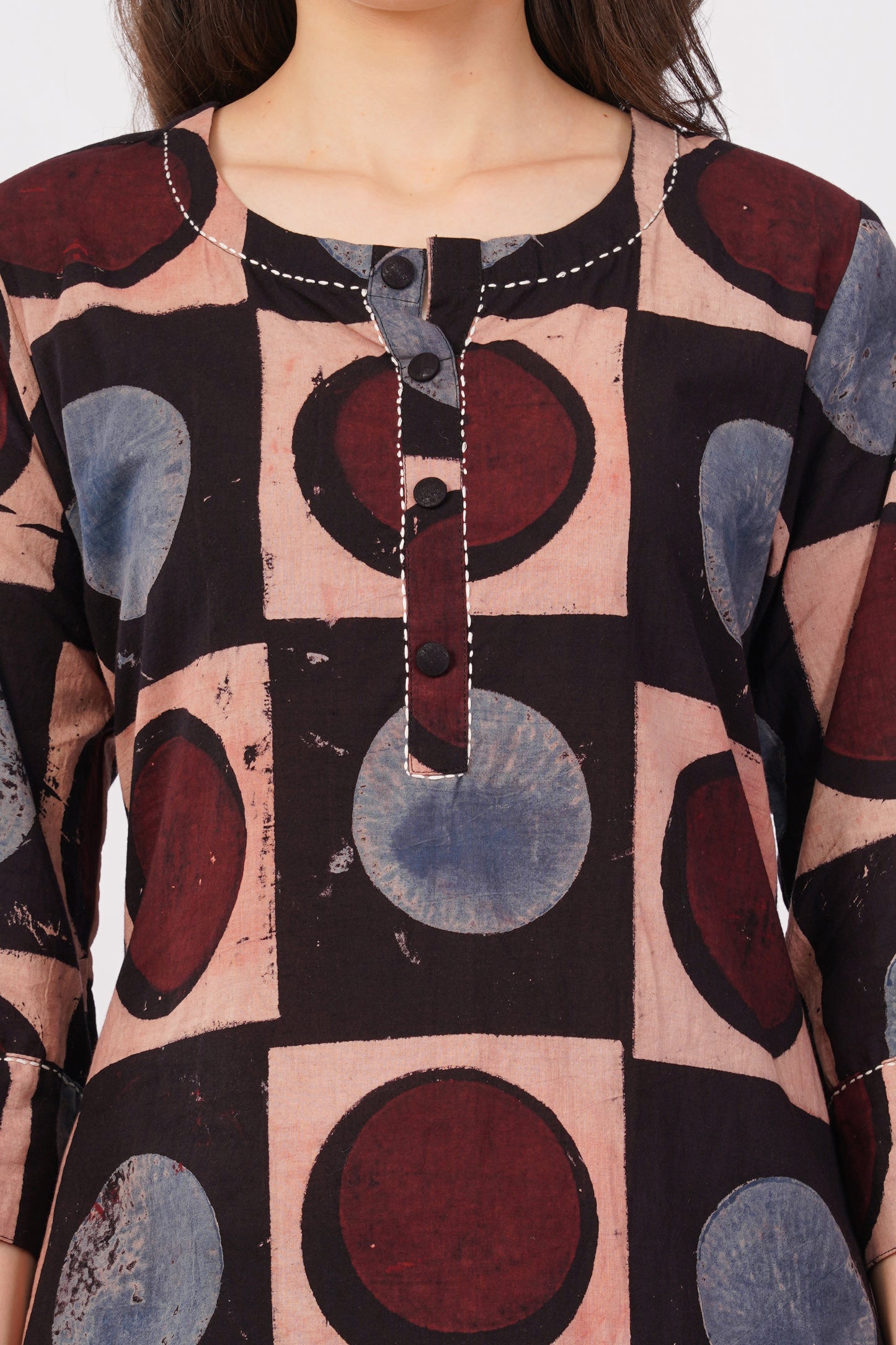 Multicolor Ajrakh Print Pure Cotton Kurta & Pant Set for Women