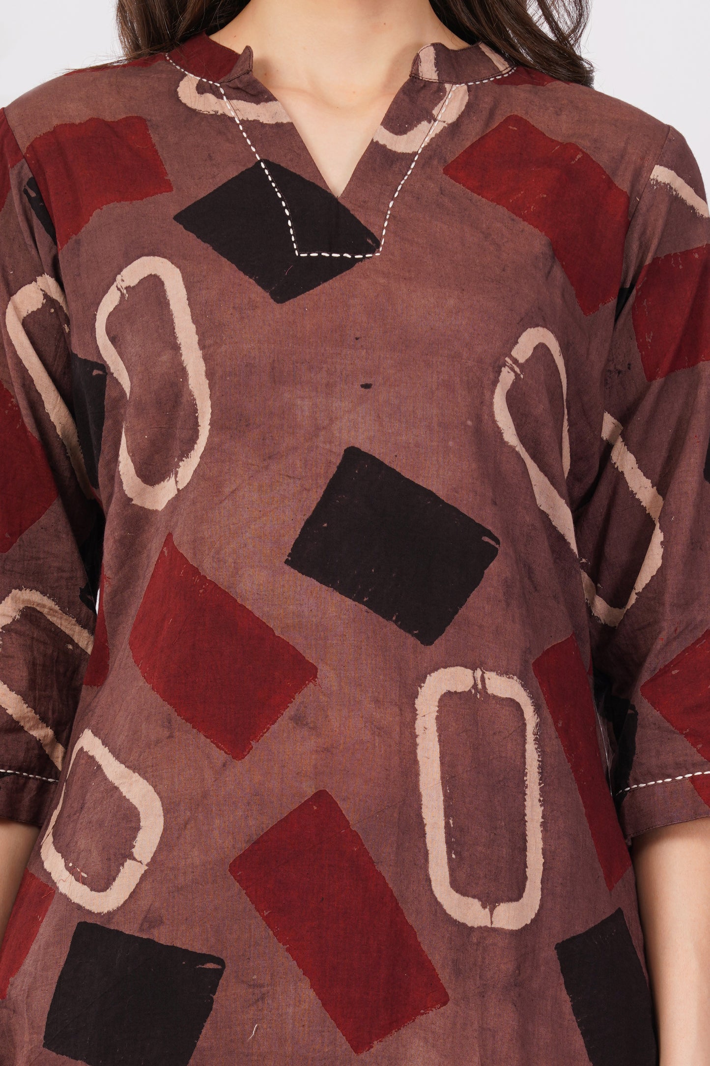 Multicolor Ajrakh Print Pure Cotton Kurta &amp; Pant Set for Women