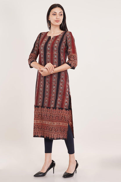 Black Ajrak print long kurta Navsyaa