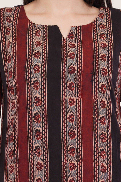 Black Ajrak print long kurta Navsyaa