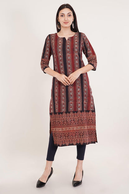 Black Ajrak print long kurta Navsyaa