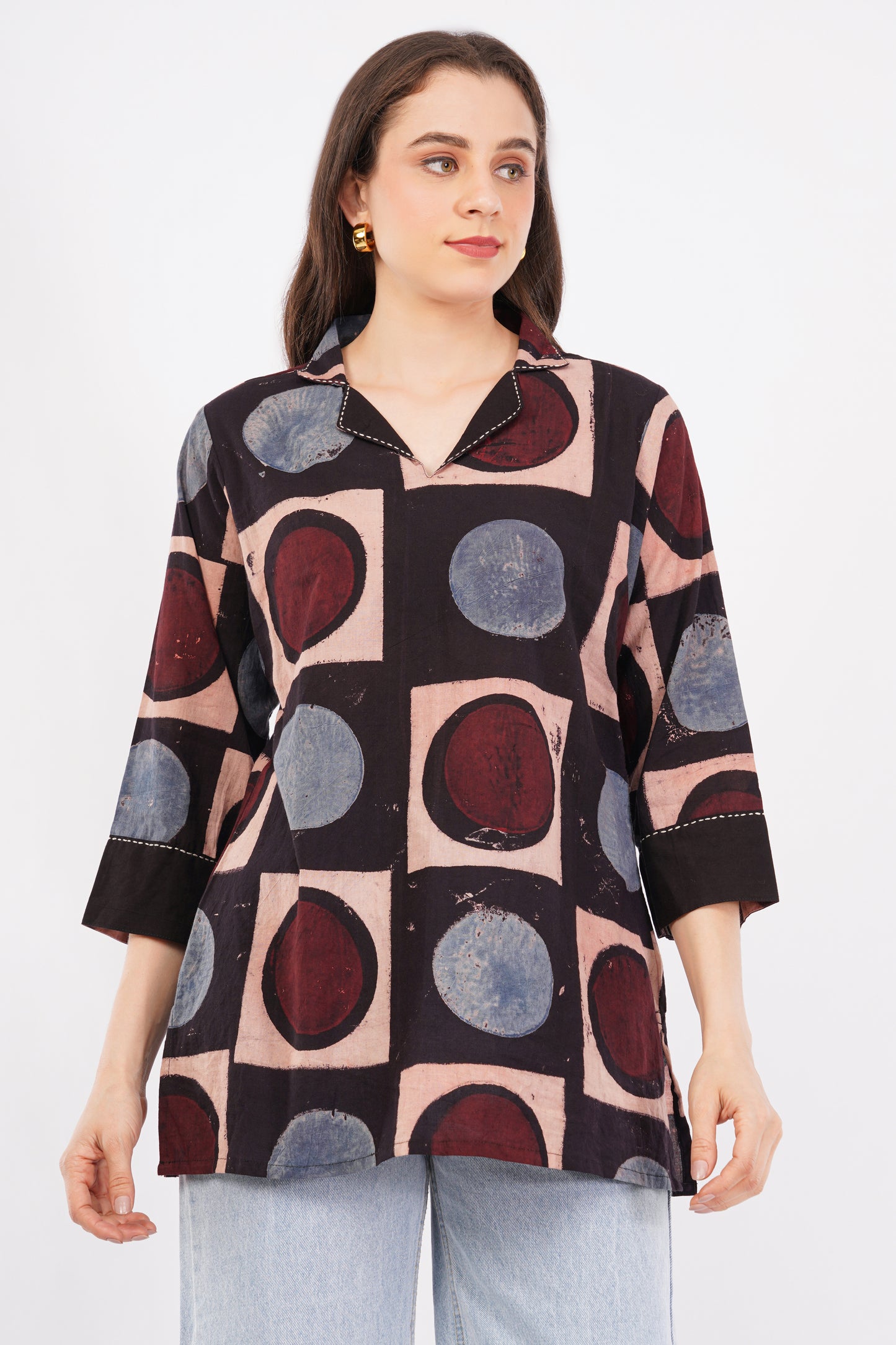 Ajrakh Print Pure Cotton Top for Women