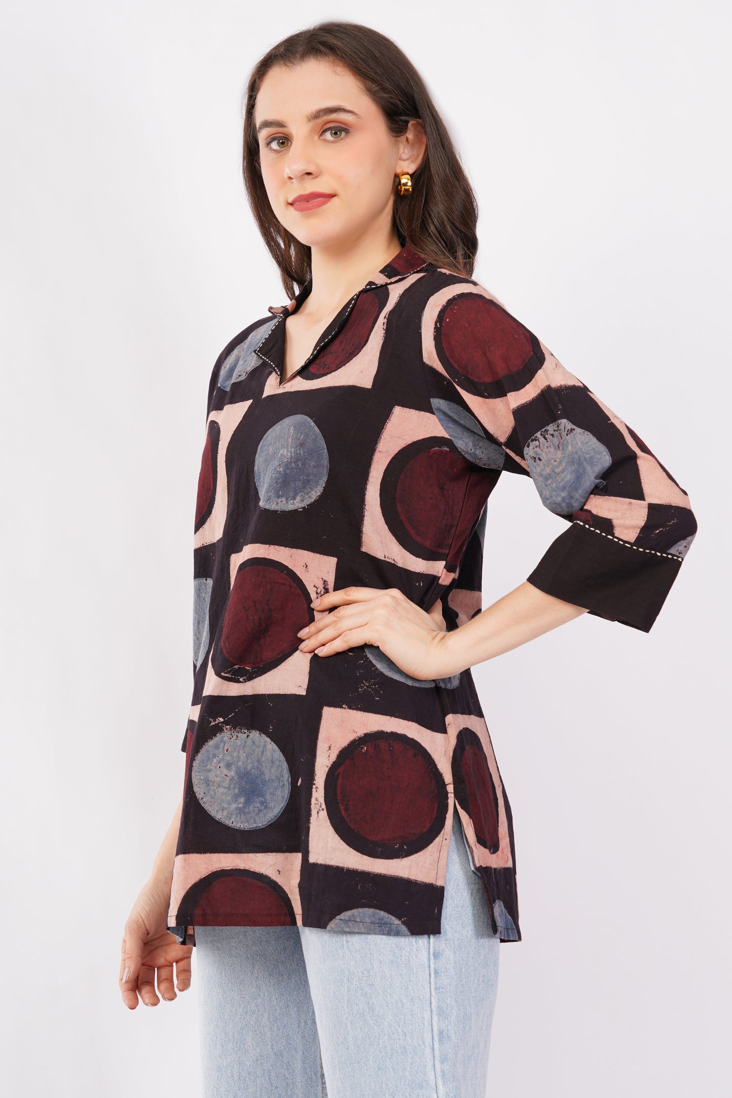 Ajrakh Print Pure Cotton Top for Women