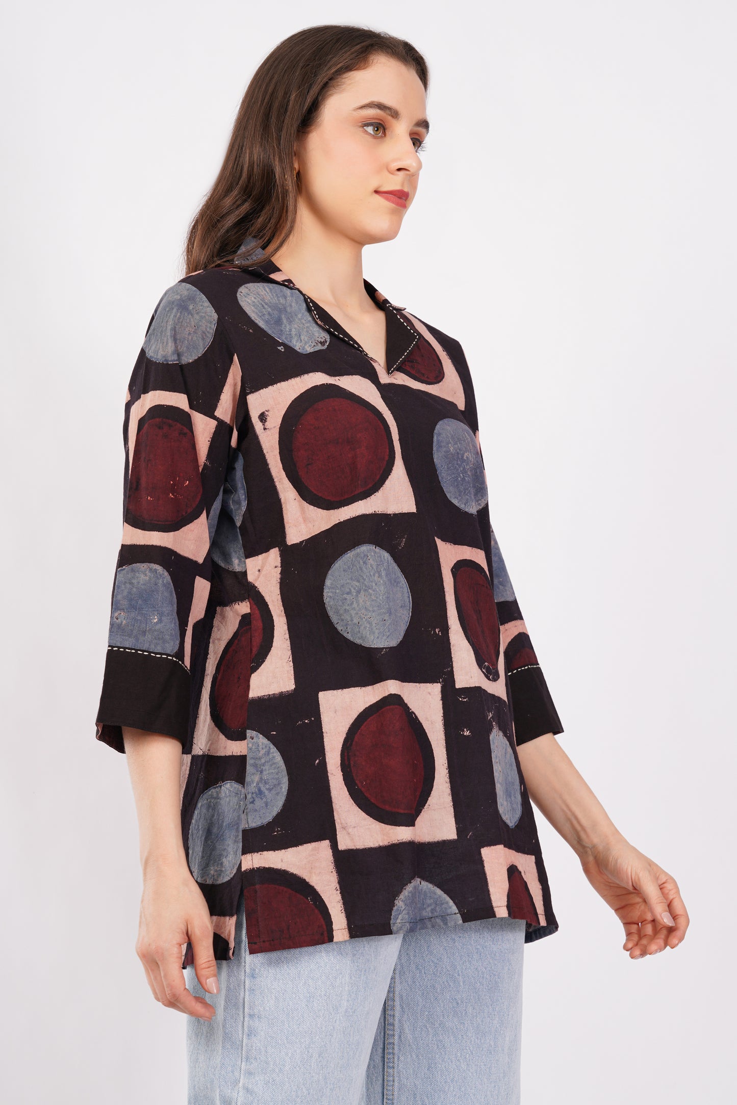 Ajrakh Print Pure Cotton Top for Women