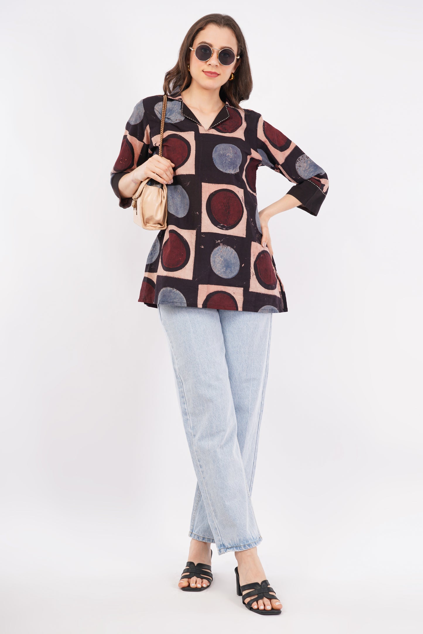 Ajrakh Print Pure Cotton Top for Women
