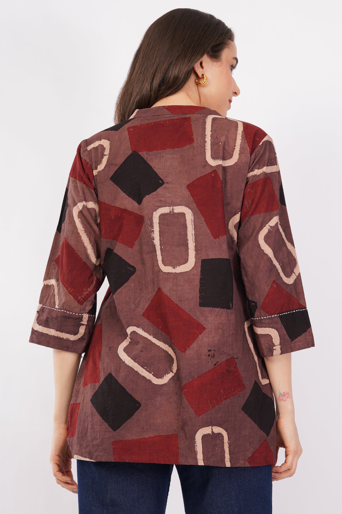 Ajrakh Print Pure Cotton Top for Women