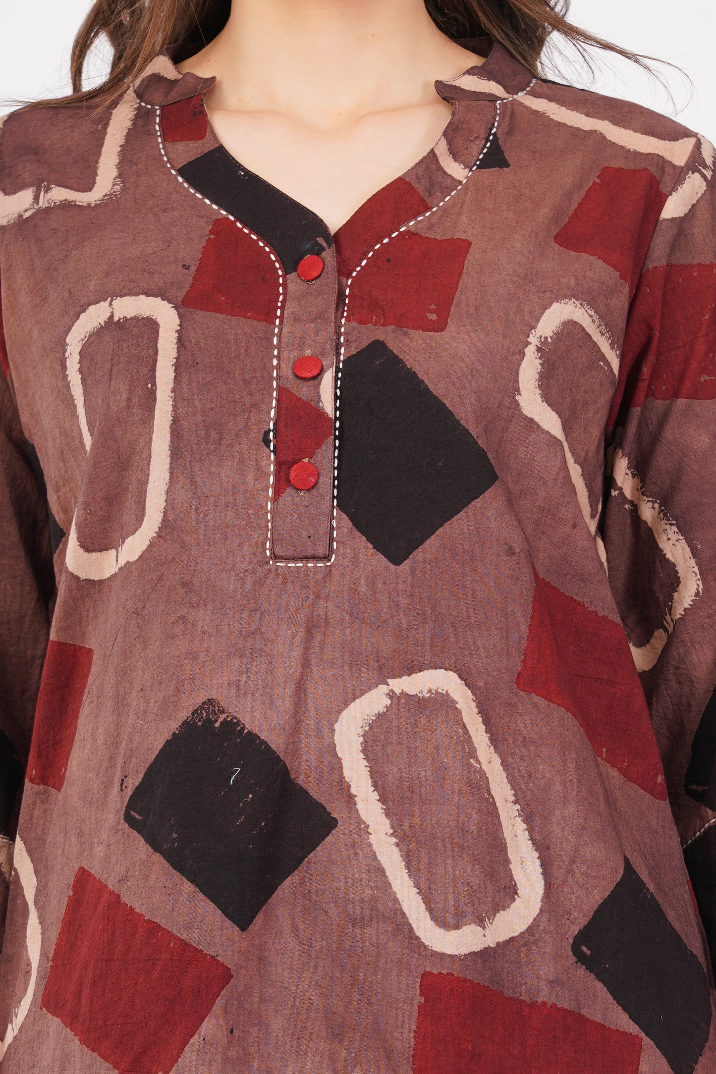 Ajrakh Print Pure Cotton Top for Women