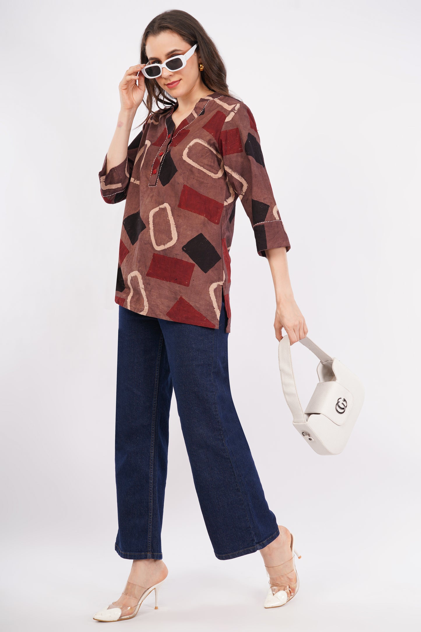 Ajrakh Print Pure Cotton Top for Women