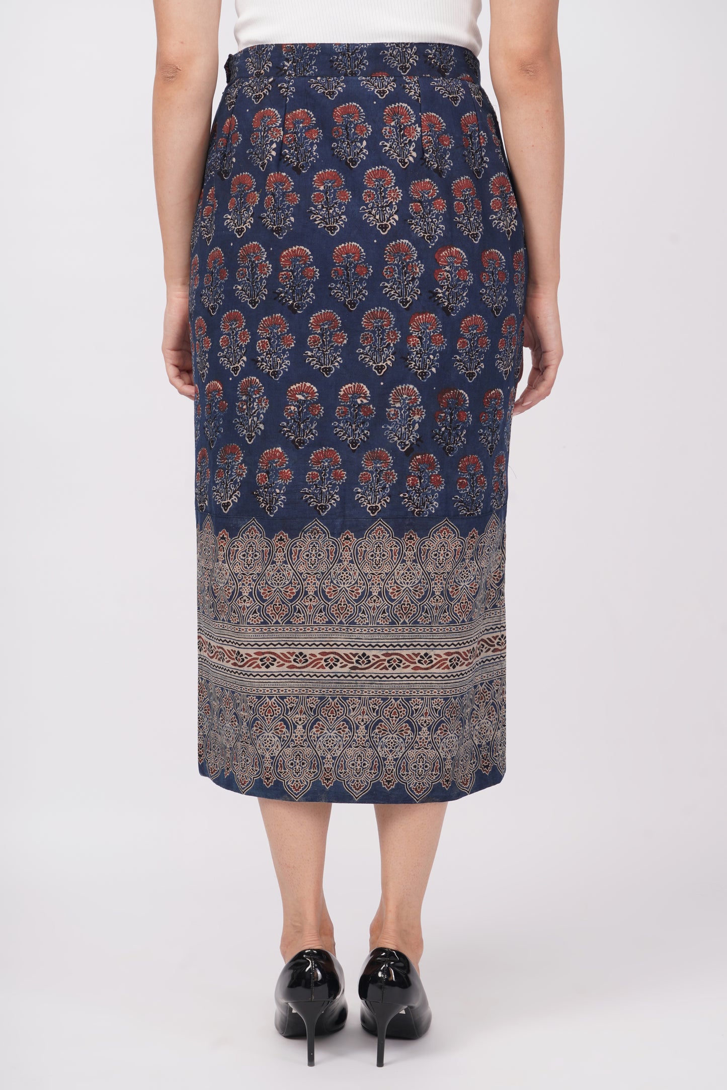 Blue cotton handcrafted skirt for women